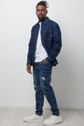 Ripped Skinny Denim Jeans Dark Blue (2)