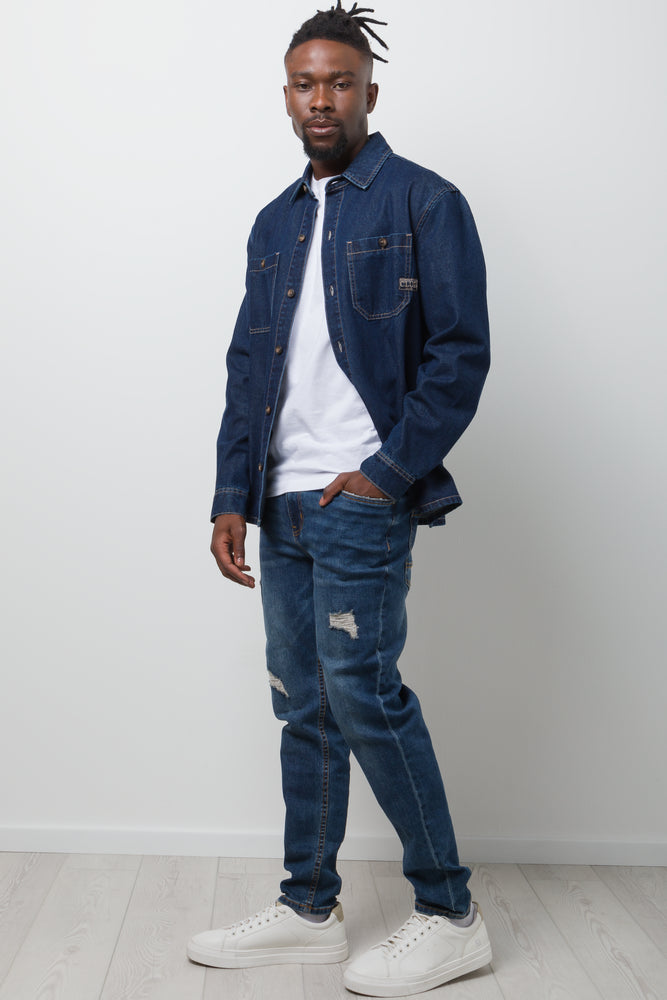 Ripped Skinny Denim Jeans Dark Blue (2)