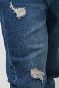 Ripped Skinny Denim Jeans Dark Blue (4)