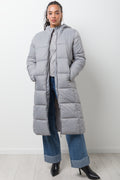Long Hooded Puffer Jacket Grey