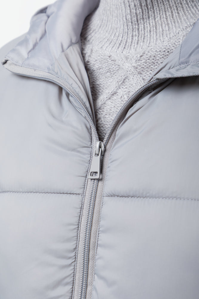 Long Hooded Puffer Jacket Grey (3)