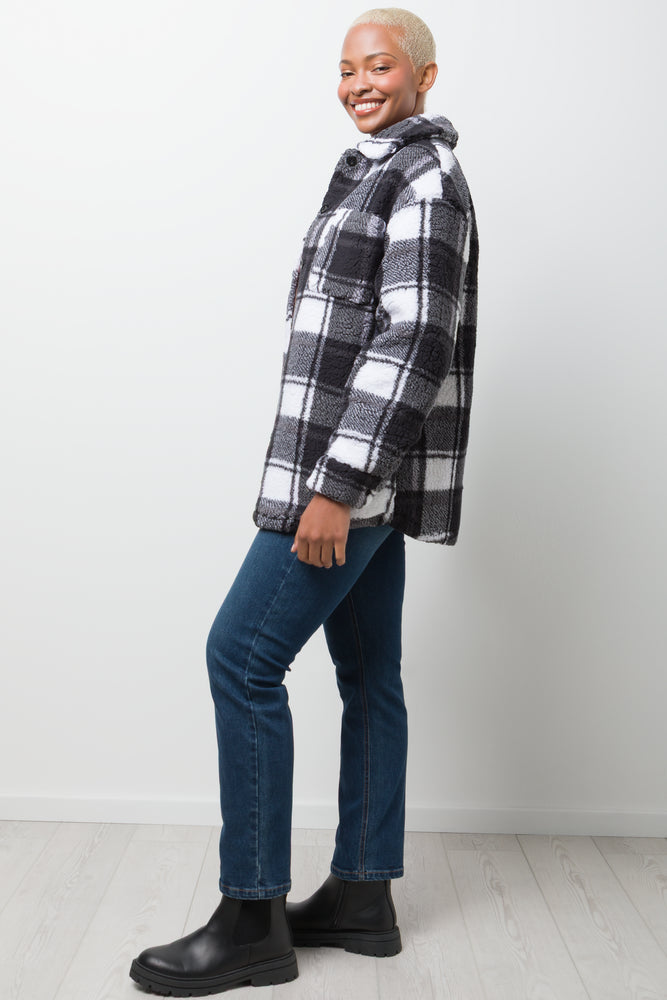 Check Sherpa Shacket Black