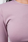 Long Sleeve Seamless Crop Top Pink (3)