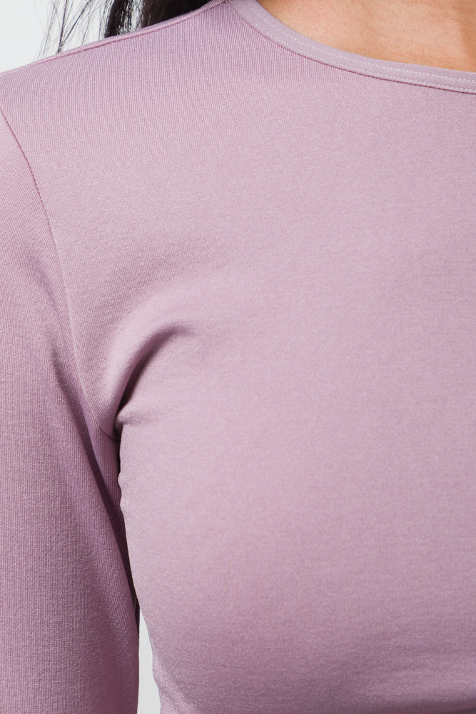 Long Sleeve Seamless Crop Top Pink (3)