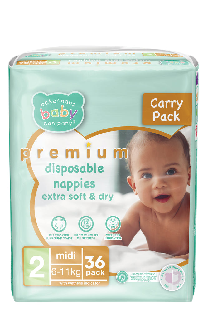 ABC Premium Midi Nappies 36'S