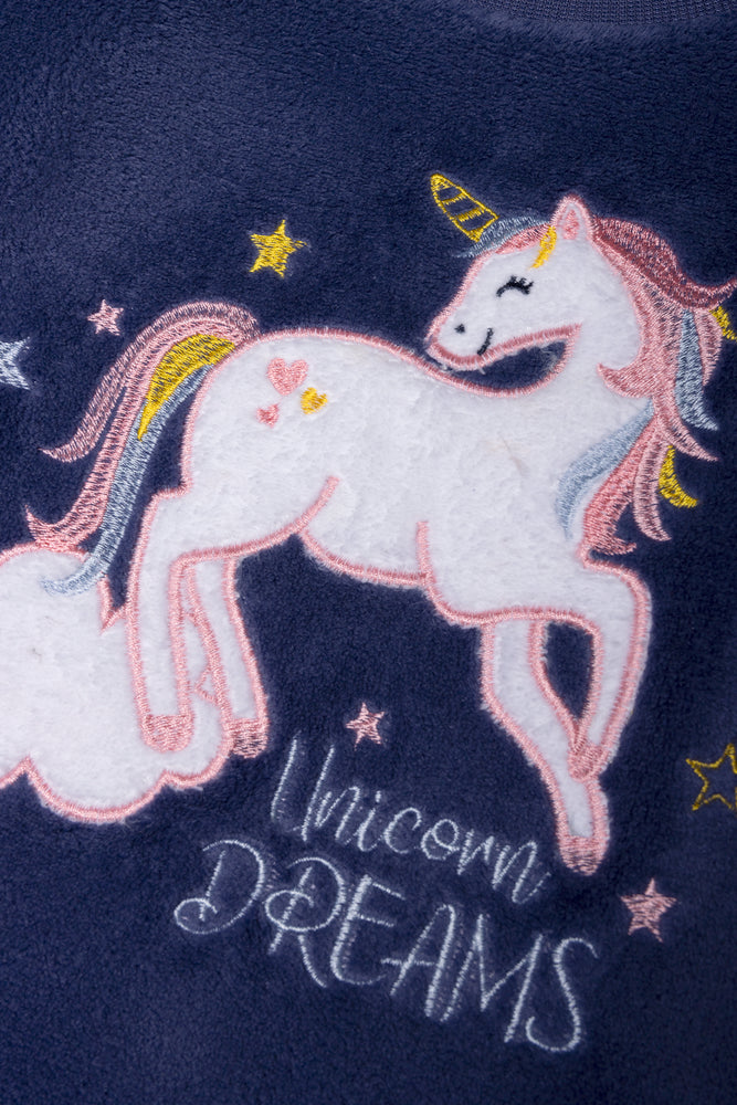 Unicorn Fleece Long Sleeve Pyjamas Navy (1)