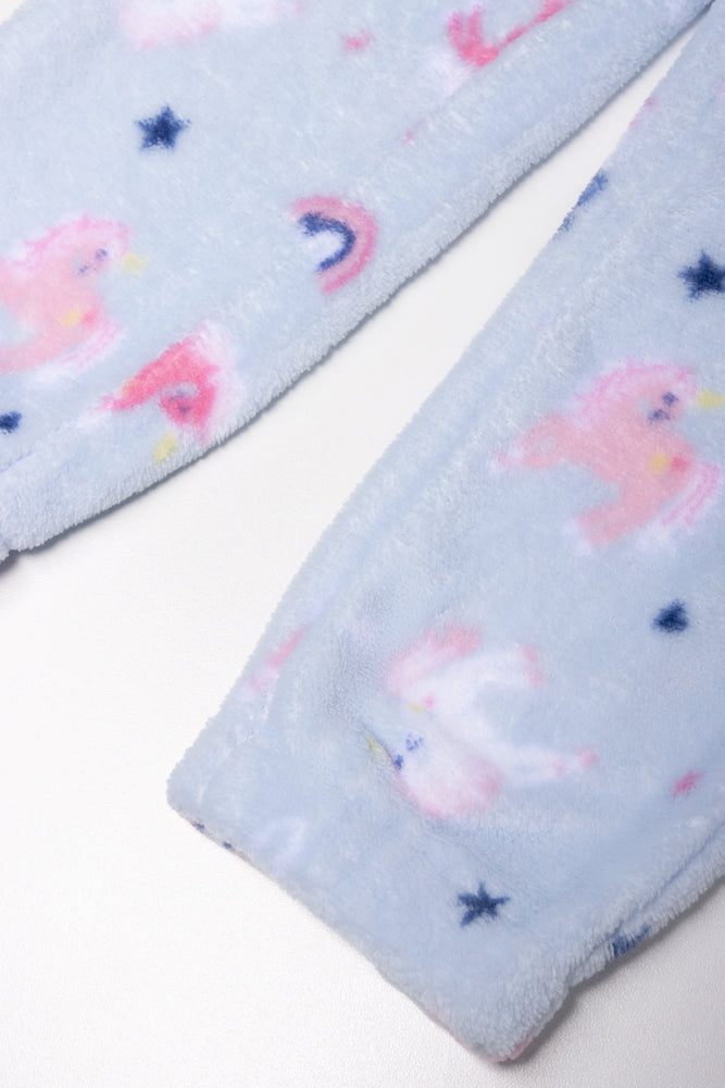 Unicorn Fleece Long Sleeve Pyjamas Navy (2)