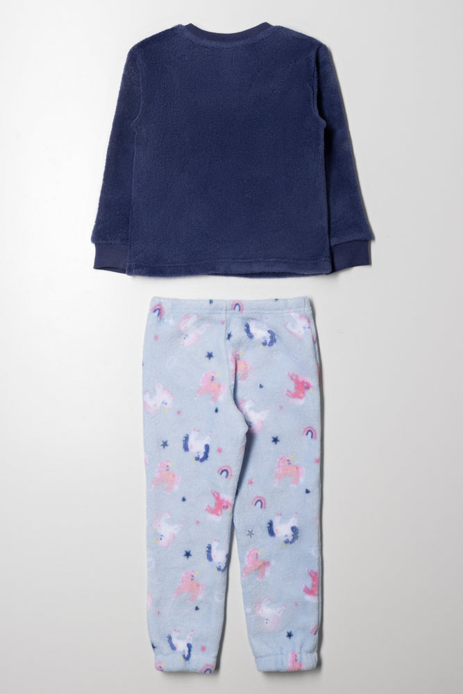Unicorn Fleece Long Sleeve Pyjamas Navy (3)