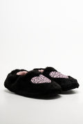 Animal Heart Slippers Black