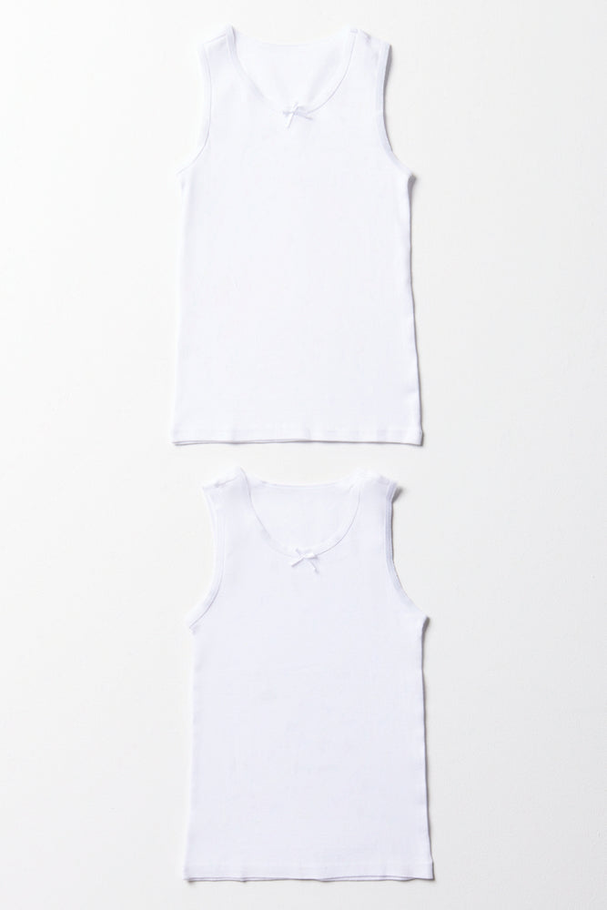 2 Pack Sleeveless Vests White
