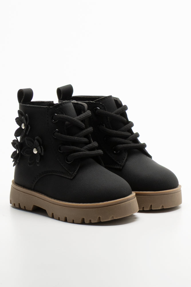 Flower Boots Black