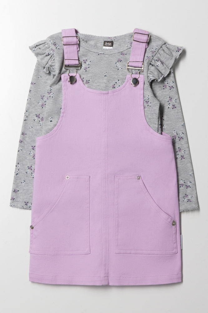Pinafore And T-Shirt Set Lilac