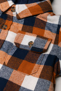 Hooded Check Shacket Rust & Navy (1)