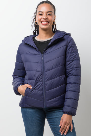 Hooded Puffer Jacket Navy