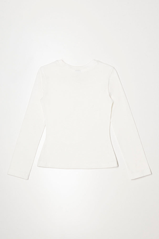 Crew Neck Long Sleeve T-Shirt White (2)