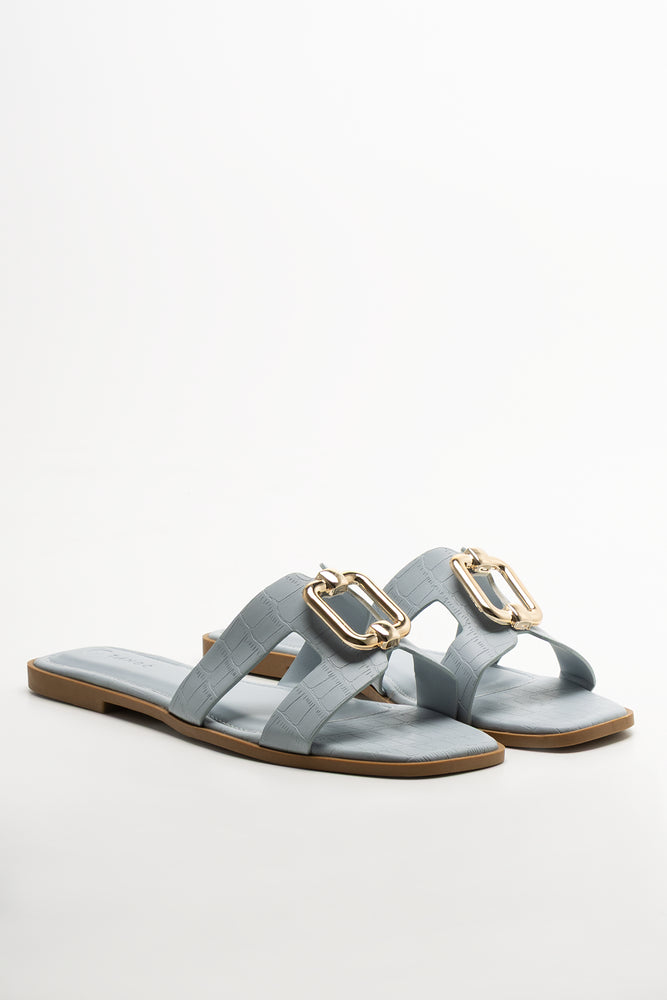 Cut Out Mule Sandals Blue