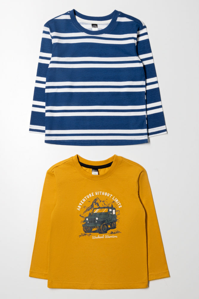 2 Pack Long Sleeve T-Shirts Blue And Yellow