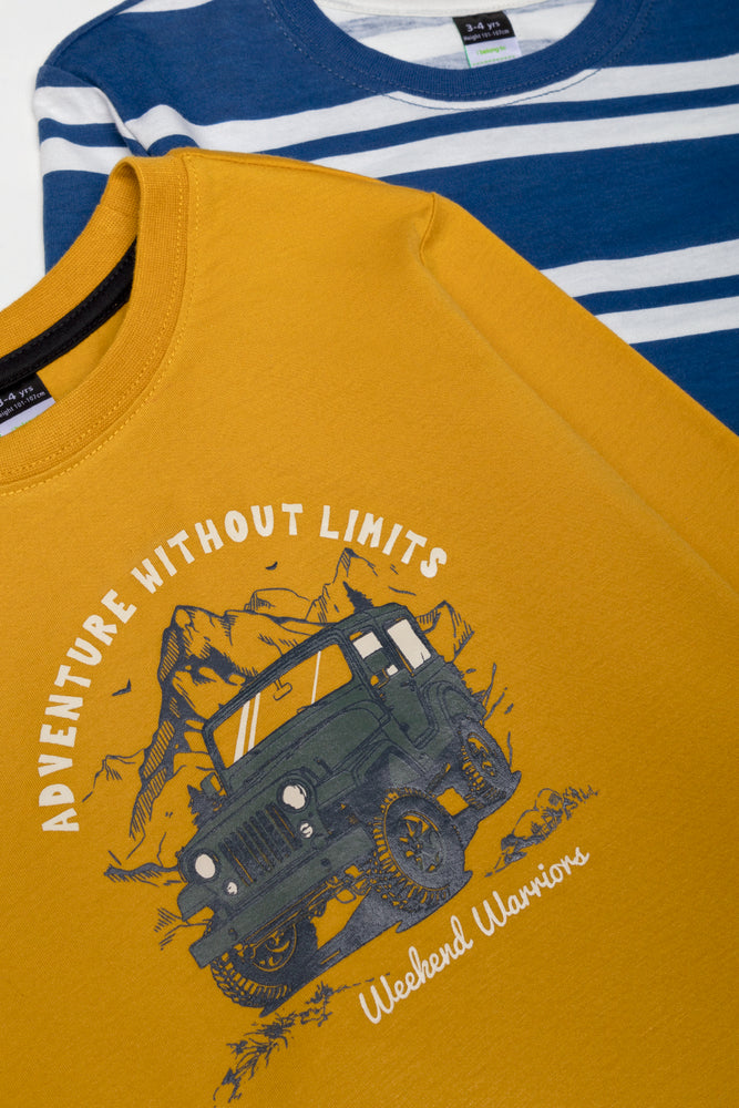 2 Pack Long Sleeve T-Shirts Blue And Yellow (1)