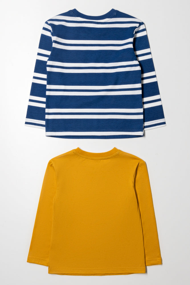 2 Pack Long Sleeve T-Shirts Blue And Yellow (2)