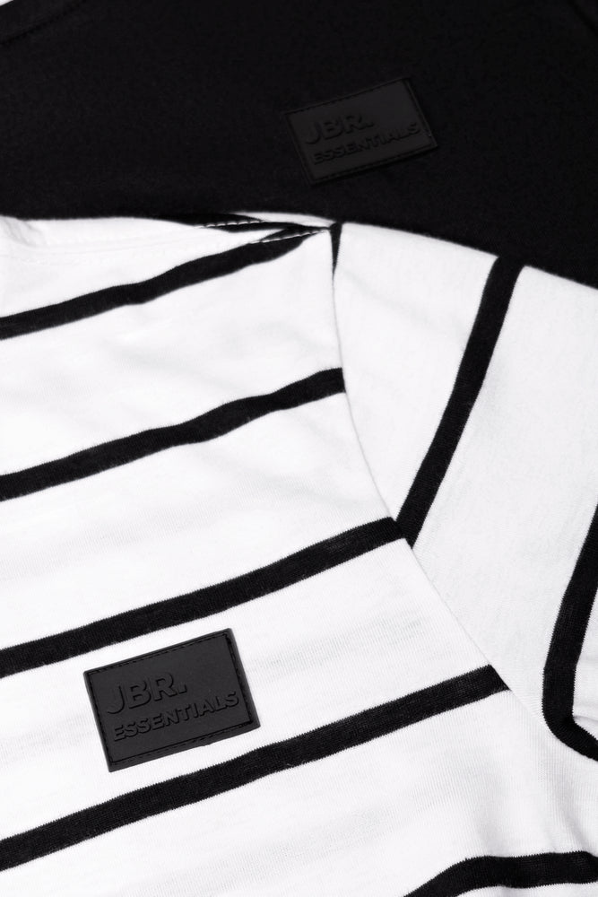 2 Pack Stripe Long Sleeve T-Shirts Black And White