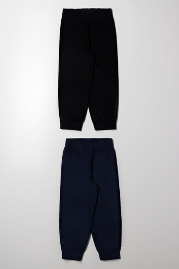 2 Pack Corduroy Cuffed Pants Black And Navy