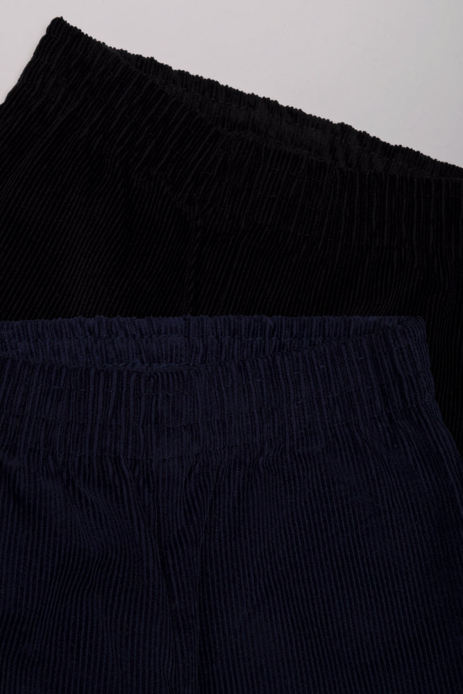 2 Pack Corduroy Cuffed Pants Black And Navy