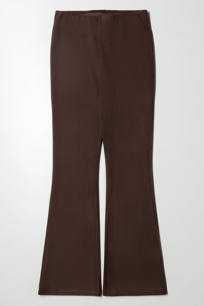 Suede Flare Leggings Brown