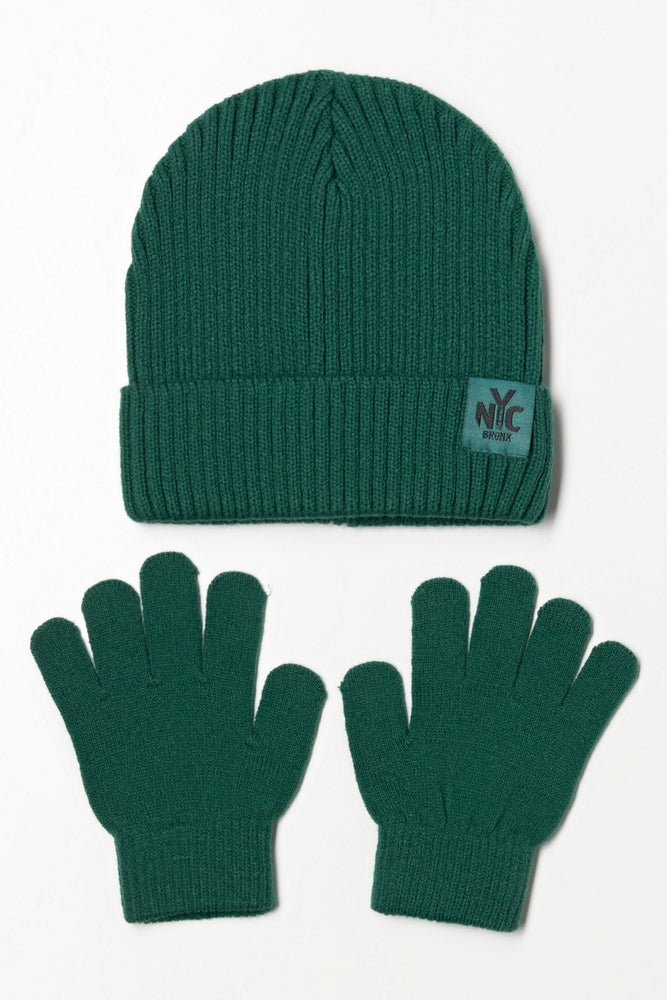 Beanie & Gloves Set Green