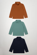 3 Pack Polonecks Brown, Green And Navy