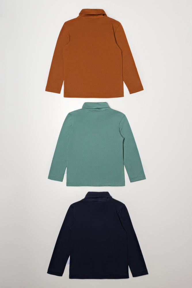 3 Pack Polonecks Brown, Green And Navy (2)