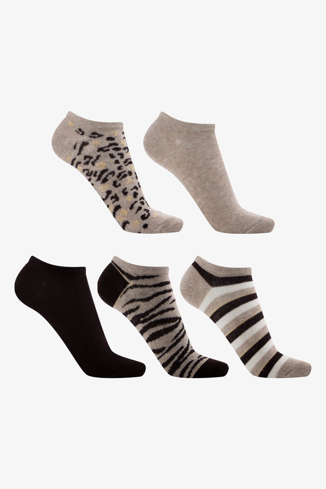 5 Pack Lowcut Socks Natural & Black