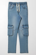 Skinny Denim Cargo Jeans Blue