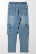 Skinny Denim Cargo Jeans Blue (2)