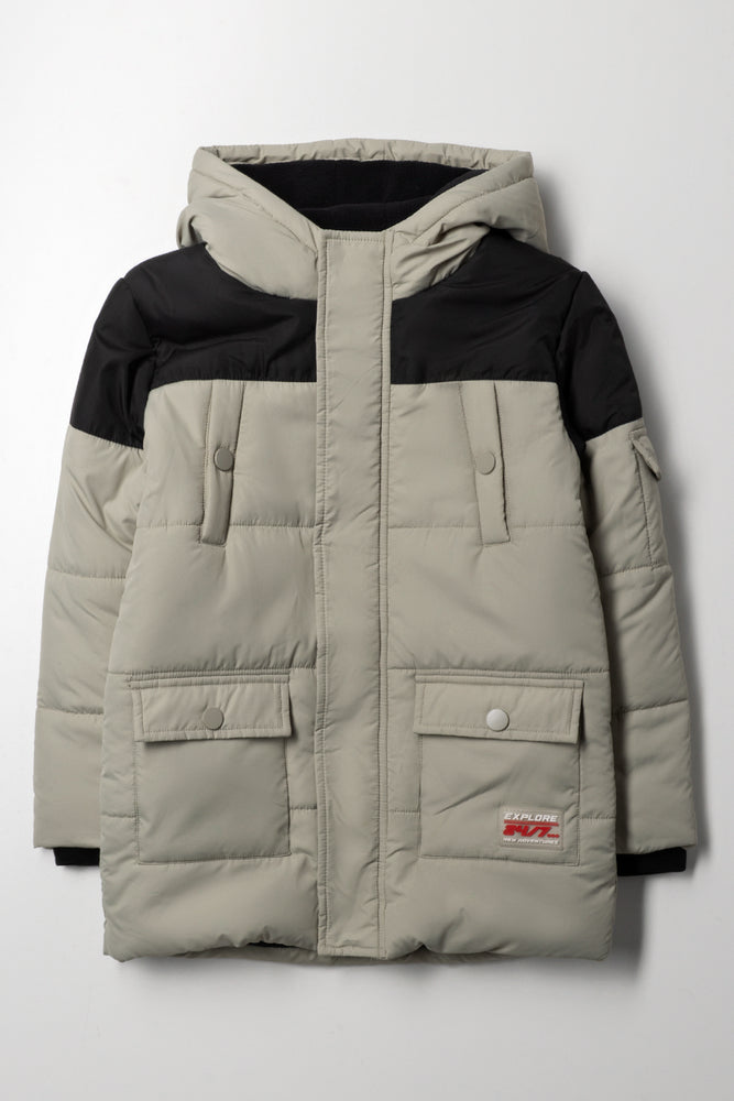 Hooded Puffer Parka Jacket Green