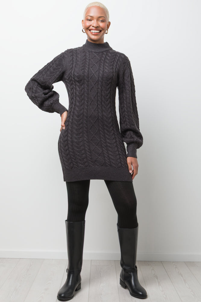 Cable Knit Dress Grey