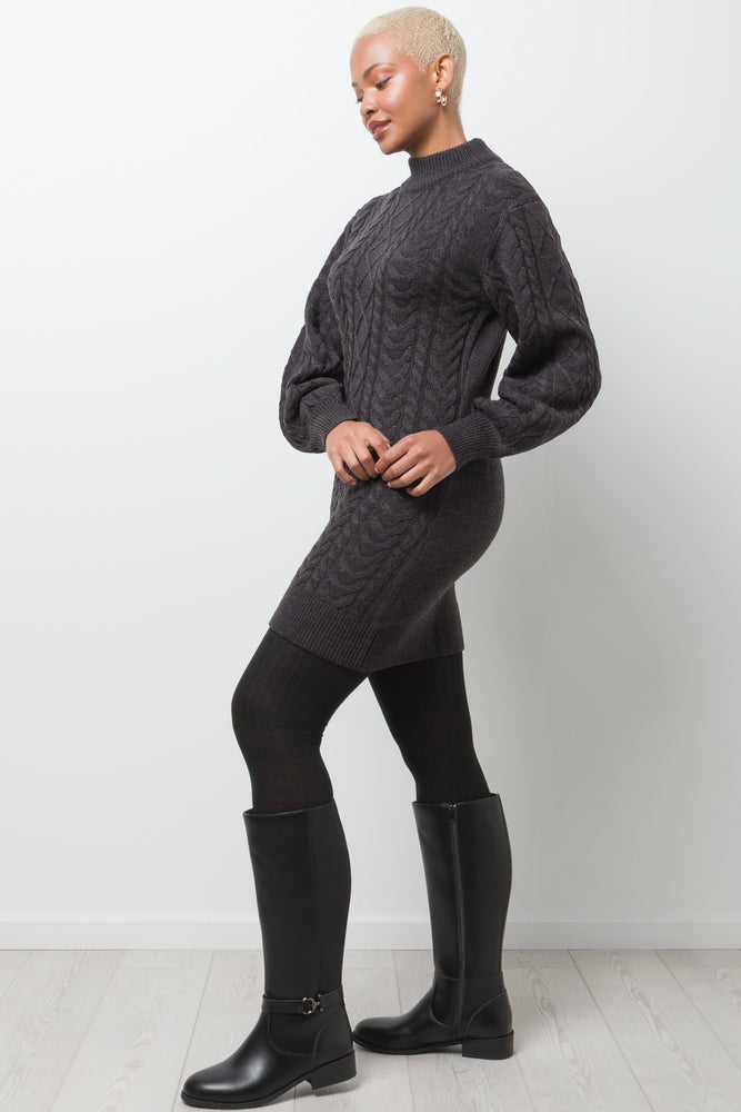 Cable Knit Dress Grey
