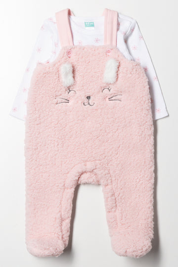 Sherpa Bunny Babygrow Light Pink