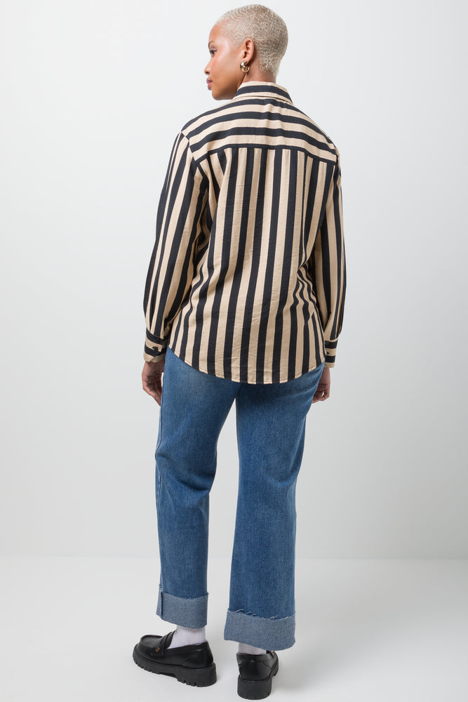 Stripe Shirt Natural & Black (2)
