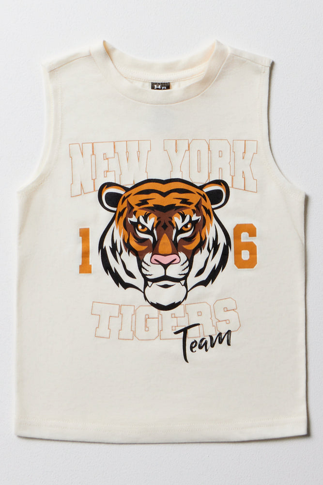 Tiger Sleeveless T-Shirt White