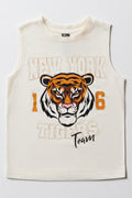 Tiger Sleeveless T-Shirt White