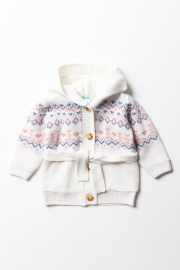 Hooded Cardigan White