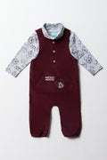 Mickey Mouse Dungaree Set Burgundy