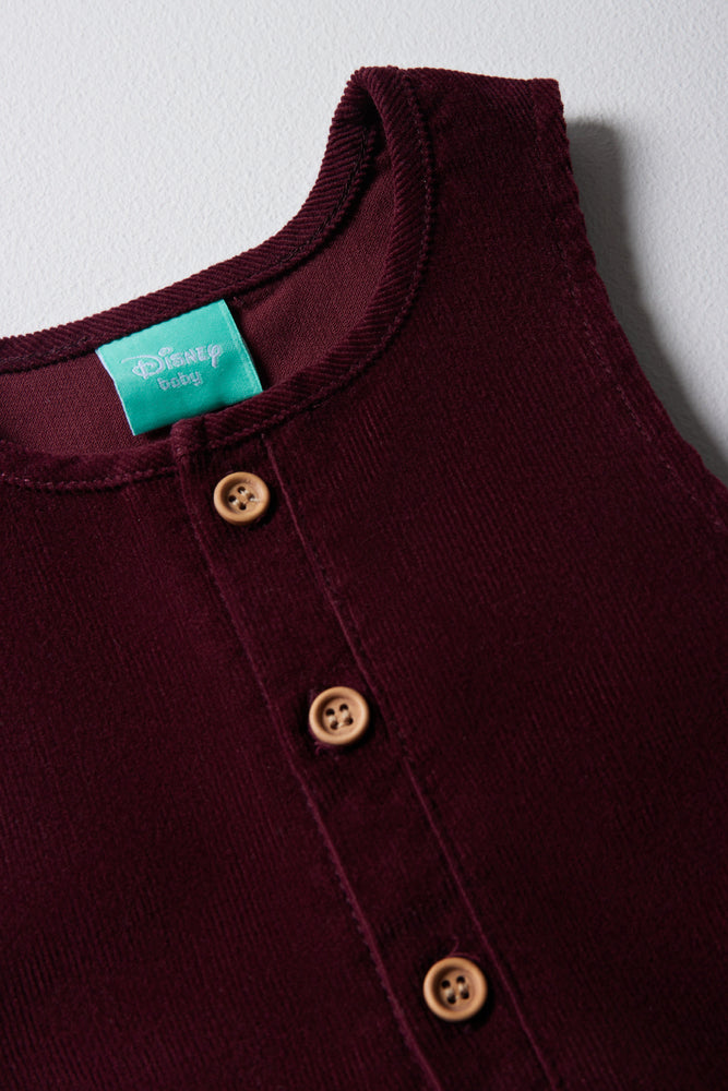 Mickey Mouse Dungaree Set Burgundy (1)