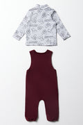 Mickey Mouse Dungaree Set Burgundy (5)
