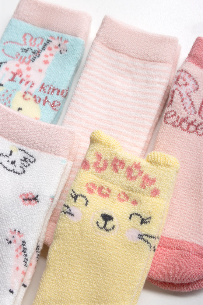 5 Pack Wild Animal Socks Multi