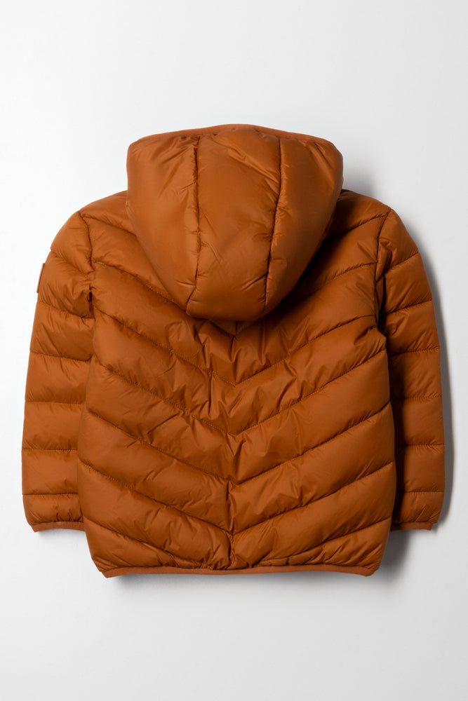 Hooded Puffer Jacket Rust (3)