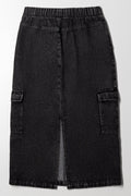 Cargo Denim Skirt Black (3)