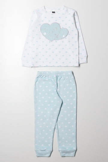 Heart Long Sleeve Pyjamas Aqua