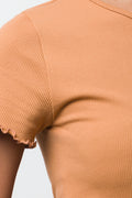 Crew Neck Short Sleeve T-Shirt Brown (3)