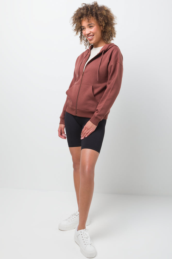 Hooded Fleece Zip Through Tracktop Brown